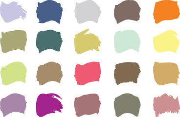 Colorful Ink brush stroke Design element in grunge style. Paintbrush strokes dirty texture artistic design elements. Grimy banner backdrops on white background. Paint color shades. EPS 10 