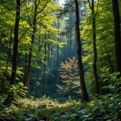 Sunlit Forest Scene