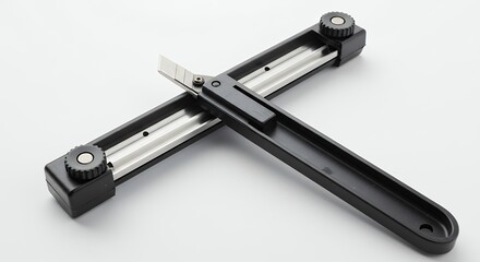 Black utility knife on white background