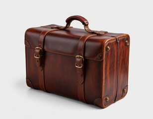 Vintage Leather Suitcase on White