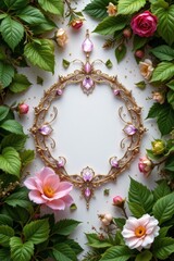Floral Frame with Ornamental Jewelry