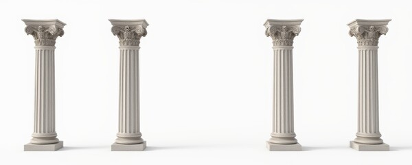 Four Classical Columns on White