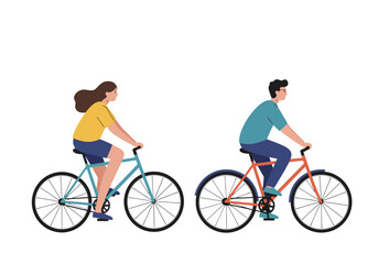 Obraz premium Cycling Couple Illustration: Active Lifestyle Vector Art