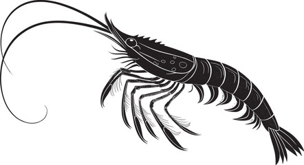 silhouette Vector illustration of a fresh shrimp, perfect for seafood, animal, or food designs