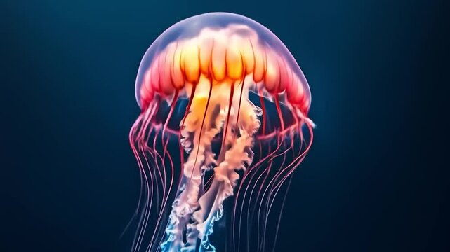 Vibrant jellyfish underwater ocean.