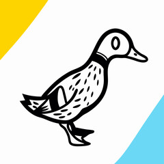 Obraz premium Simple Line Drawing of a Mallard Duck