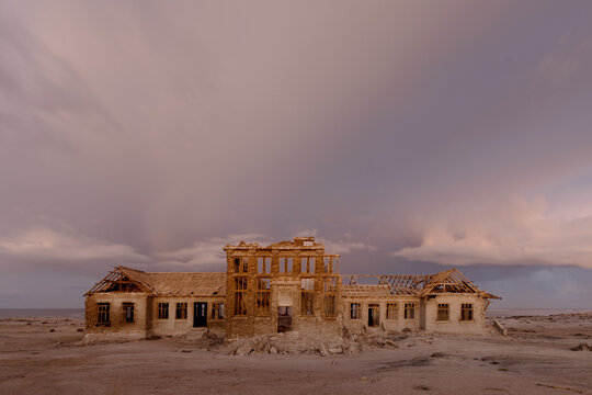 Buildings decay in the ghost mining town at Elizabeth Bay near Luderitz, Namibia.