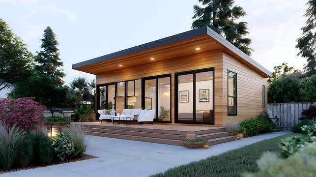 Accessory Dwelling Unit (ADU) A modern tiny house concept showcasing the versatility and efficiency of accessory dwelling units, perfect for urban living and sustainable design. 15835229 1