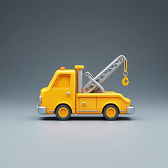 Cartoon yellow tow truck 3d render