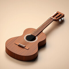 Acoustic guitar on beige background