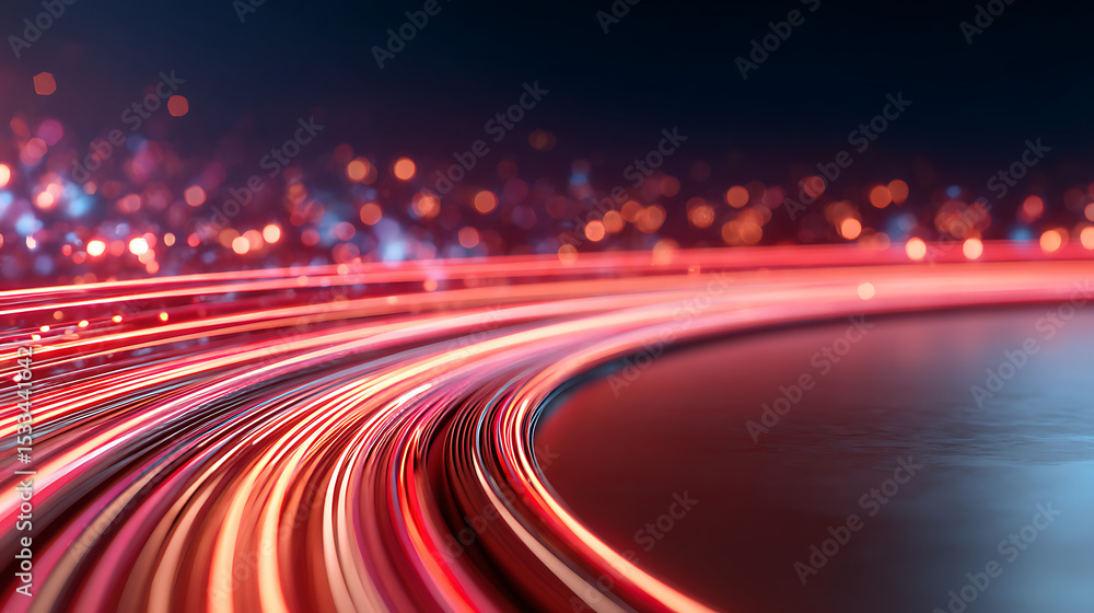 Poster red line of light speed motion background. red fast movement background design faster. concept textu