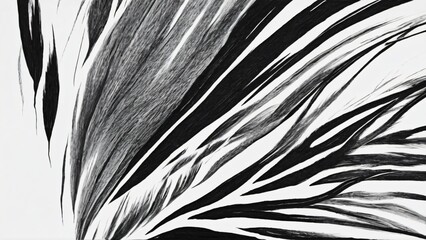 Obraz premium Abstract Black and White Textured Streaks with Dynamic Organic Style, Monochromatic abstract artwork featuring bold black and white streaks creating a dynamic, organic texture.