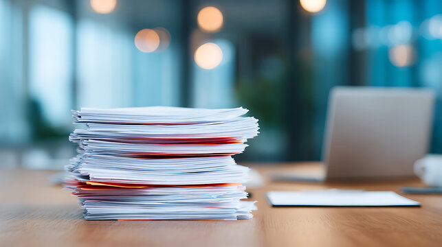 stack of reporting paper documents on a business table in the office, business documents for annual reports. 32942873 1