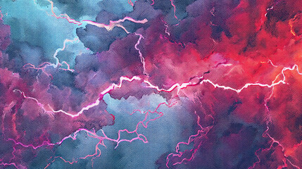 sparkling lightning colorfull, half vintage comic book pattern