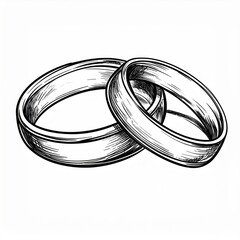Two Intertwined Wedding Rings Illustration