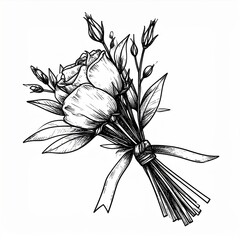 Black And White Rose Bouquet Drawing