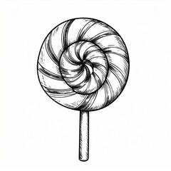 Black And White Swirl Lollipop Illustration