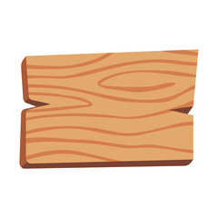 Wooden Plank Illustration with Natural Texture and Grain Pattern on White Background