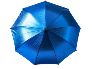 Open Blue Umbrella with Durable Hook Handle and Transparent Background