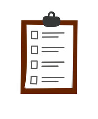 clipboard with checklist paper, vector illustration isolated on white background