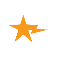 Orange Star with Lightning Bolt Shape – Modern Energy Symbol Icon