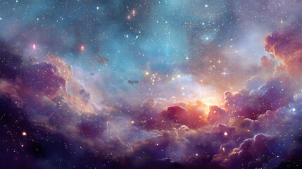 Universe with shining psychedelic colored stars