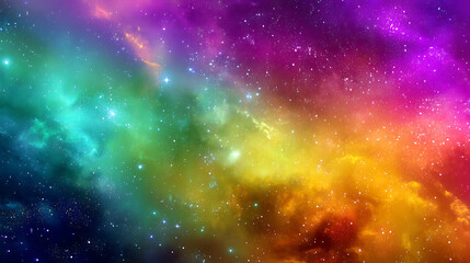 Universe with shining psychedelic colored stars