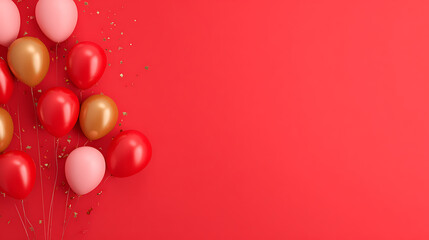Celebration party banner background with red, gold balloons, carnival, festival or birthday balloon red background, red celebration background template 36584214 1