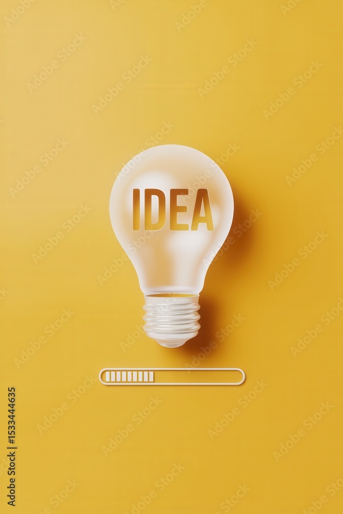 Poster illuminated idea concept with a progress bar.