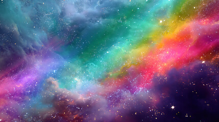 Universe with shining psychedelic colored stars