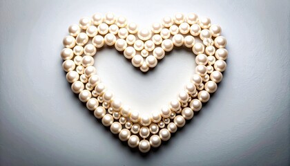 Obraz premium Heart Shape Design Made of Elegant White Pearls on a Light Background