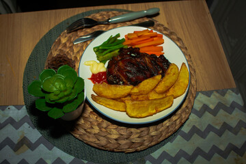 Delicious Grilled Steak and Sautéed Vegetables on Plate