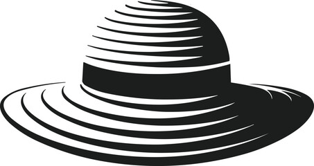 Elegant Wide Brim Hat Silhouette – Minimal Fashion Accessory Vector for Summer Style