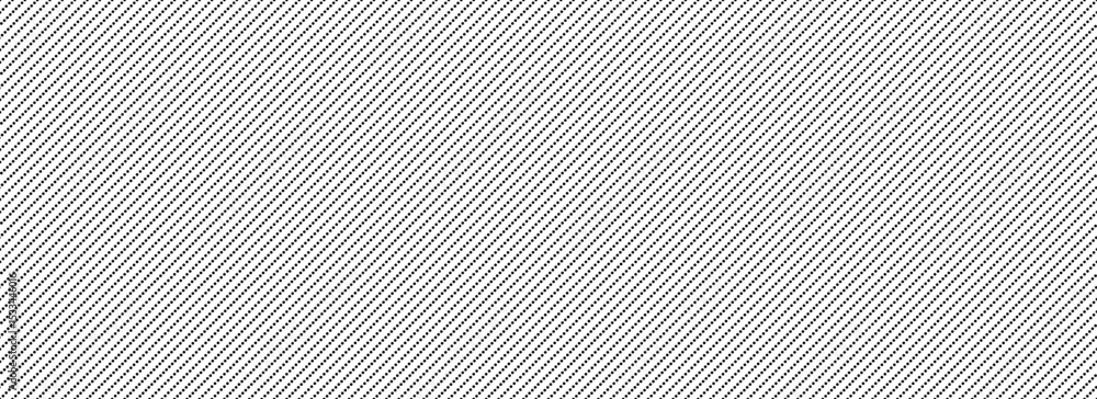 Poster Seamless thin slash dotted line pattern. Repeated dash diagonal lines background. Black and white dot linear wallpaper. Abstract slanted stripe backdrop. Repeating oblique strip texture. Vector