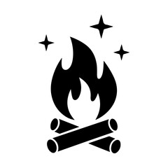 Campfire with Hanging Pot for Outdoor Cooking