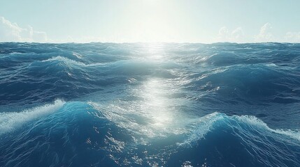 Abstract Wavy Sea Water Texture Background Deep Blue Ocean Surface