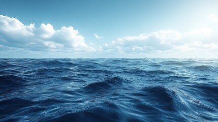 Abstract Ocean View with Blue Water and Bright Sky Background
