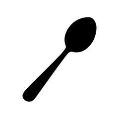 A simple black silhouette of a spoon