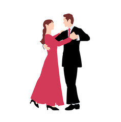 Silhouette illustration of men and women dancing ballroom