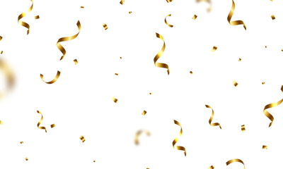 Celebration background with gold zigzag confetti falling, vector illustration