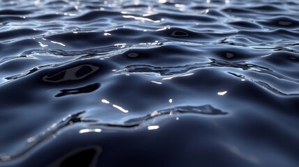 Deep Blue Ocean Water Surface with Sun Reflections Digital Illustration