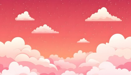 Fototapeta premium Pink sunset sky filled with fluffy clouds.