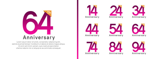 set of anniversary logo style. vector design purple color for celebration