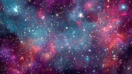Universe with shining psychedelic colored stars