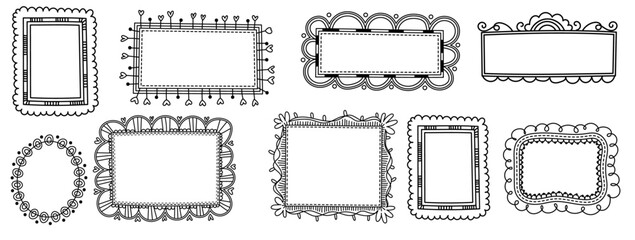 frame border hand drawn design element set vector