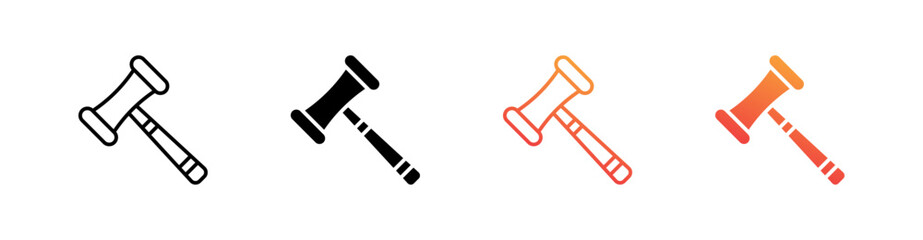 Hammer Multiple Style Icon Set Vector 