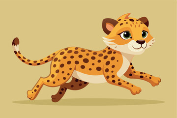 Running cheetah illustration in a playful style