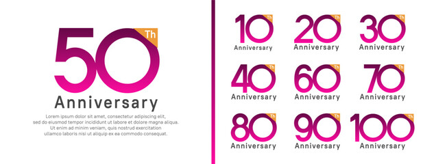 set of anniversary logo style. vector design purple color for celebration