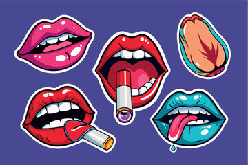 Bold and playful lip art featuring various expressions and colors