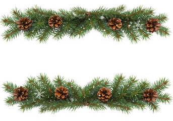 Christmas fir branches with pine cones and snow